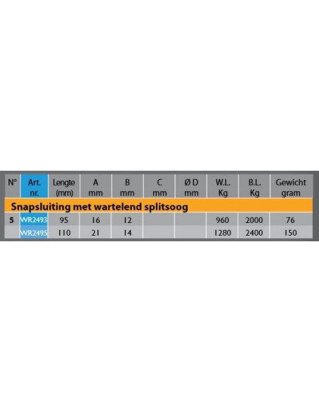 HR Snapsluiting val-wartel-oog