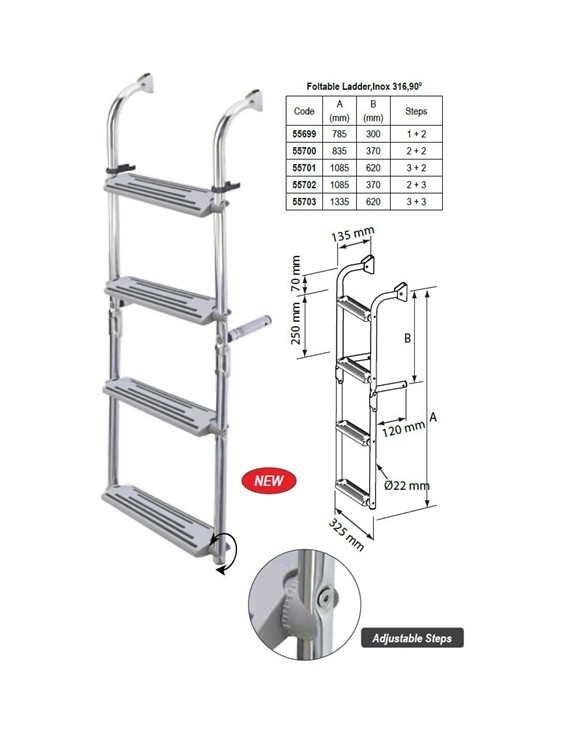 RVS zwemtrap 90° ophanging diverse maten