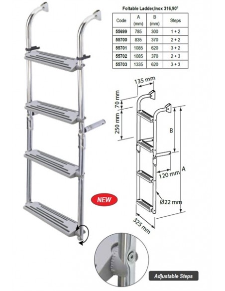 RVS zwemtrap 90° ophanging diverse maten