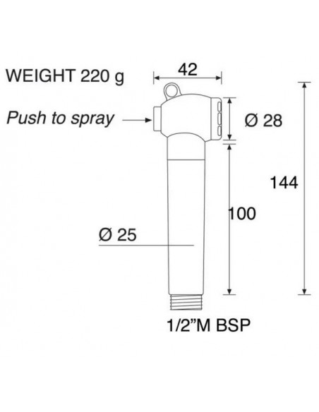 Handdouche 1/2 M met aan uit knop Wit OPisOP