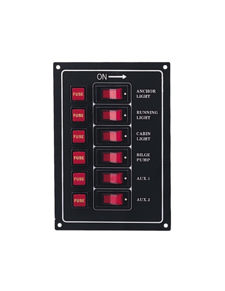 Schakelpaneel geanodiseerd alu. 6x vertikaal model