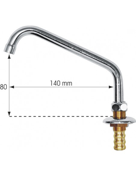 Kraan messing verchroomd 80 mm hoogte