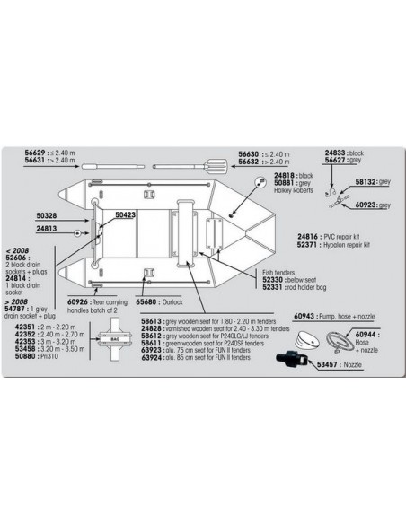 Houten zitting voor opblaasbare boot P240LG/LJ