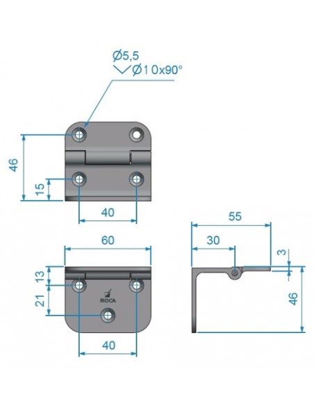 Rakego Scharnier Aluminium Zwart