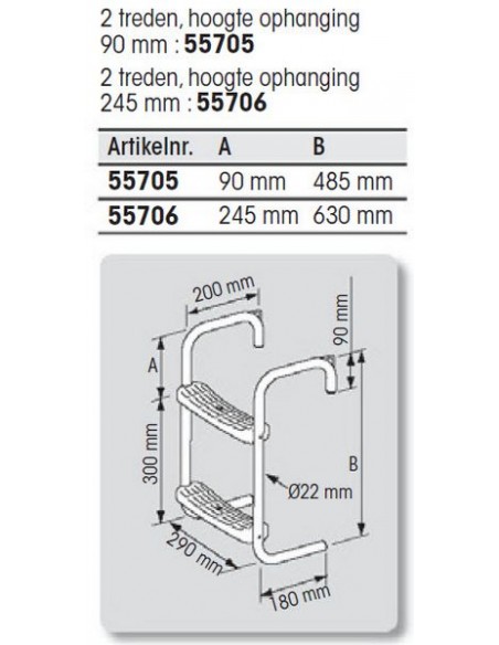 RVS steiger- of bijbootladder in 2 maten