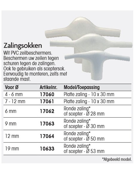 Zalingsok div.maten rond en plat