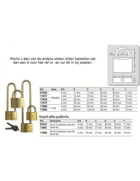 Set hangsloten 40 mm 3 of 5 sloten